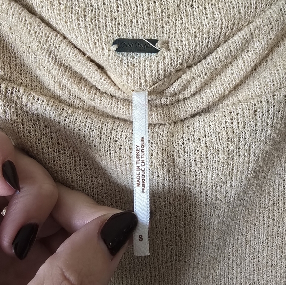 Free People Rope Strap Knit A Line Midi Dress Tan Size S Beach Vibes - Picture 4 of 5